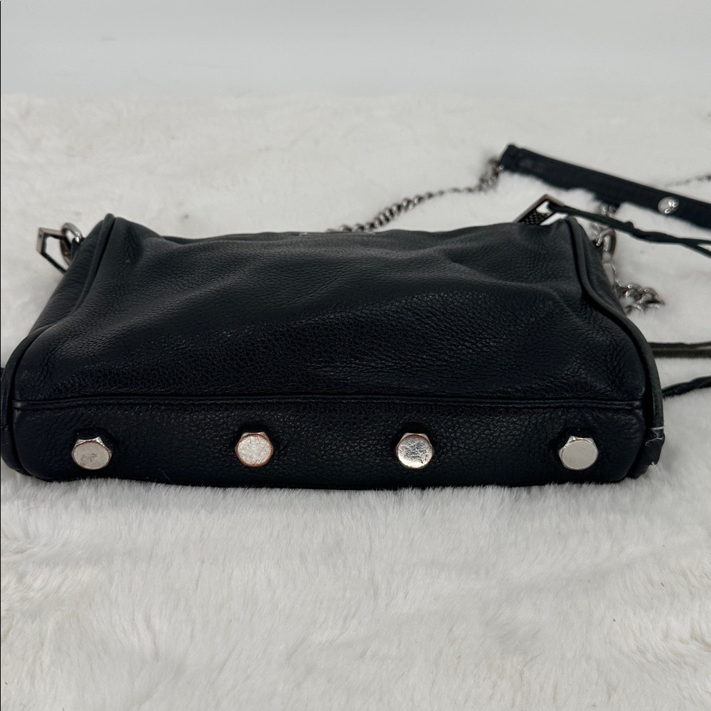 Rebecca Minkoff Black Leather Fringe Crossbody Bag With Silver Chain Strap - Picture 8 of 11